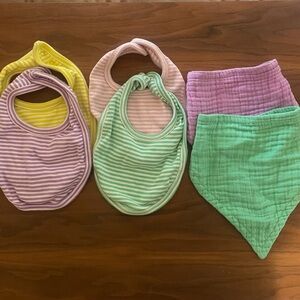 Primary Striped Baby Bib and Bandana Set